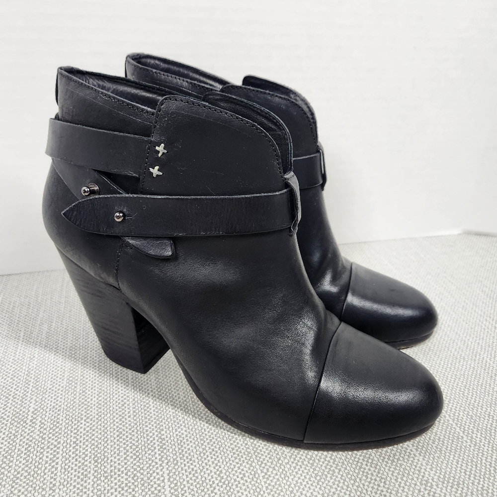Rag & Bone Harrow Size 41 Black Leather Ankle Boot Heel Bootie